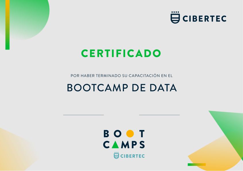 Certificado del Bootcamp de Data en el Instituto Superior Cibertec