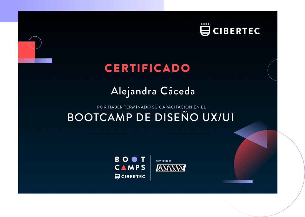 Certificado del Bootcamp de Diseño UX/UI en el Instituto Superior Cibertec